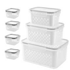 10-Piece Food Storage Containers Set with Drain Baskets – Perfect Kitchen Organization Solution