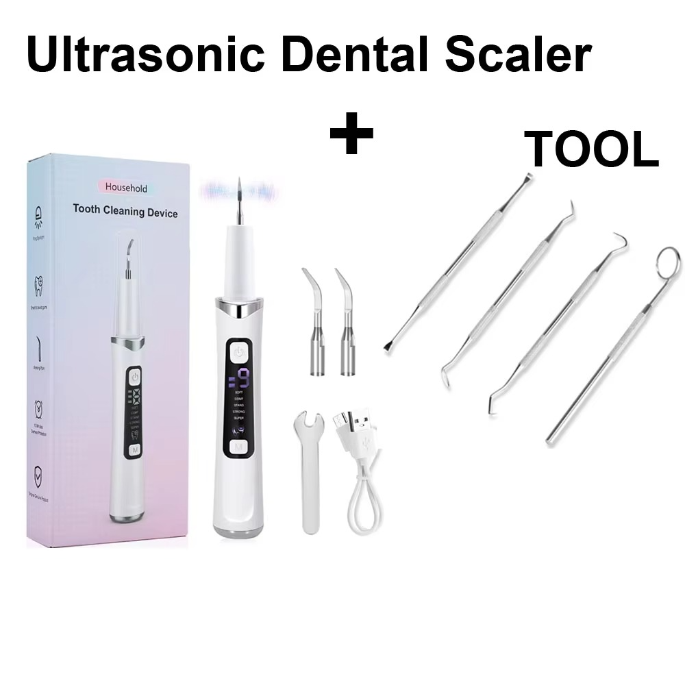 Ultrasonic Dental Scaler Tartar Remover with LED Light – 5 Cleaning Modes, 9 Intensity Levels & Rechargeable Teeth Cleaning Tool