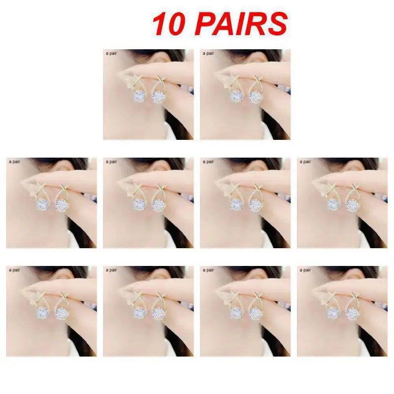 Fishtail Crystal Cross Stud Earrings For Ladies
