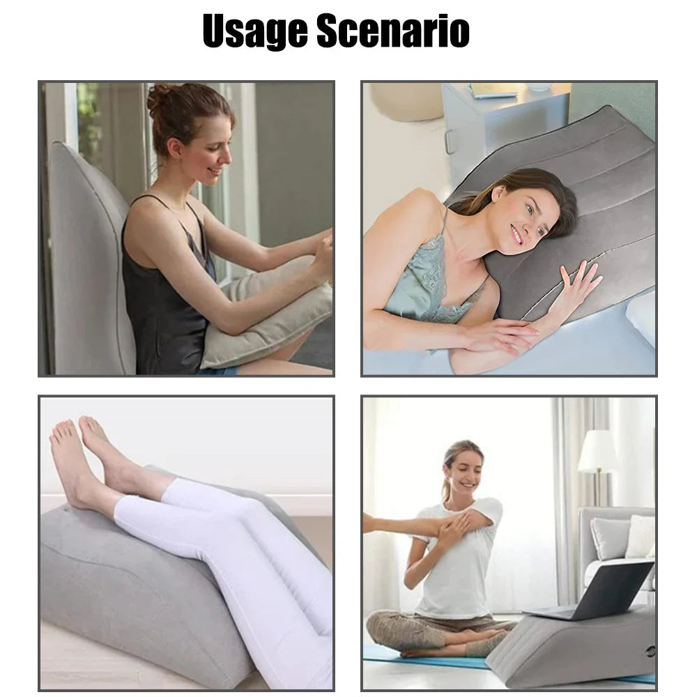 Wedge Pillow for Sleeping - Inflatable Leg Elevation Pillow for Swelling,Circulation,Leg & Back Pain Relief,Leg Support Polyvinyl Chloride Pillow for After Aurgery,Hip,Foot,Ankle Recovery