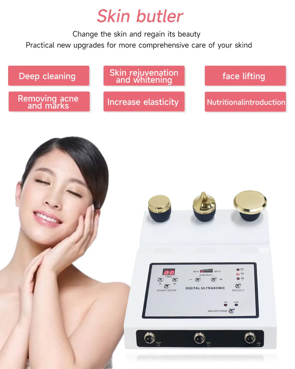 Máquina facial ultrasónica 3 en 1 para eliminar tatuajes, masajeador facial antienvejecimiento, micropluma de plasma para eliminar pecas, dispositivo de belleza.