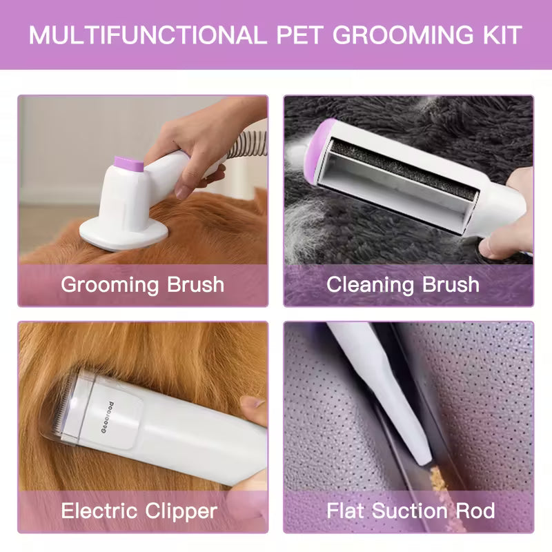 GEOOROOD PET 4-in-1 Dog Grooming Vacuum Kit