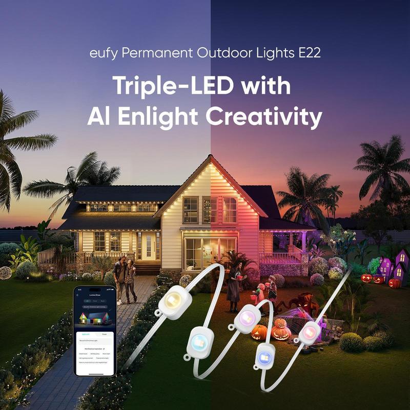 15m/30m/60m Smart Outdoor Eave Lights with App & Remote – Waterproof Permanent LED String Lights for Home, Garden & Festive Decor