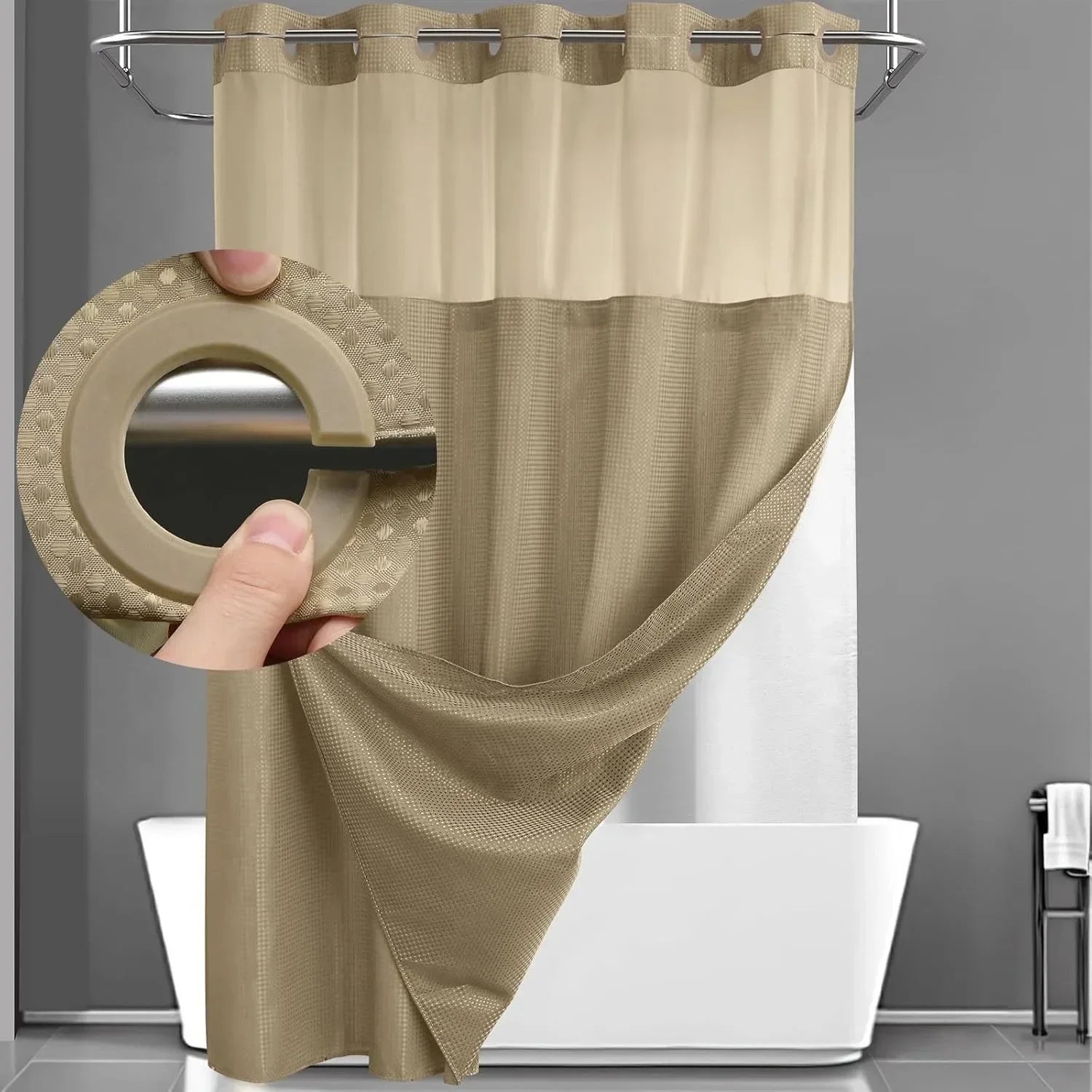 Yellow colour swatch – no-hook snap-in liner shower curtain